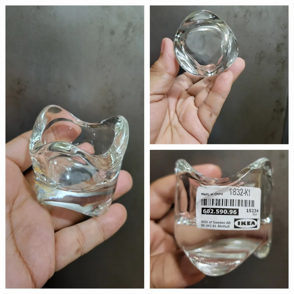 4 IKEA Glass Candle Votive Holders Stackable Tealight Modern Crystal Clear